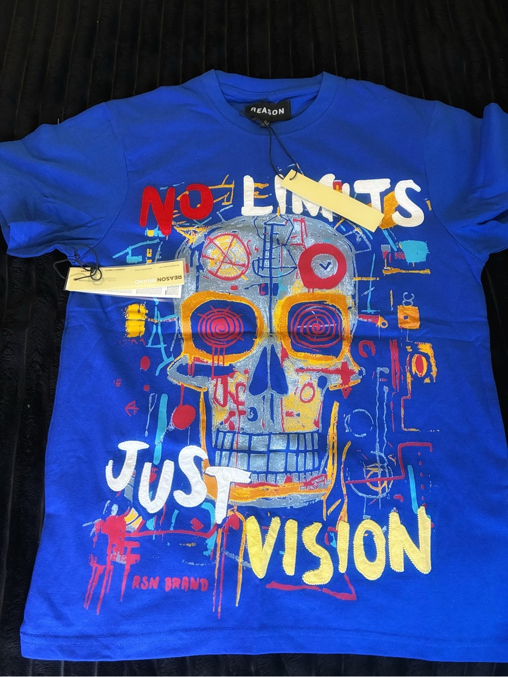 Reason Kids Blue Graphic Tee with Colorful Skull Print